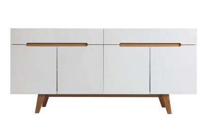 Buffet scandinave blanc brillant et finition bois clair