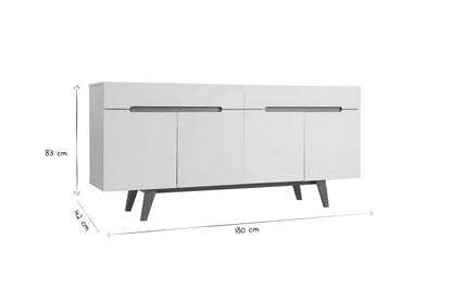 Buffet scandinave blanc brillant et finition bois clair