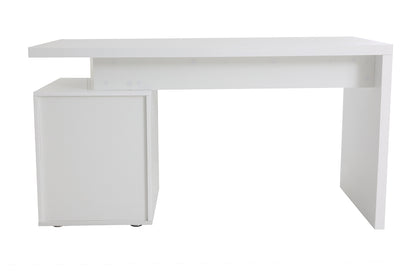 Bureau avec rangements 3 tiroirs design blanc laqué