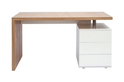 Bureau avec rangements 3 tiroirs design blanc laqué