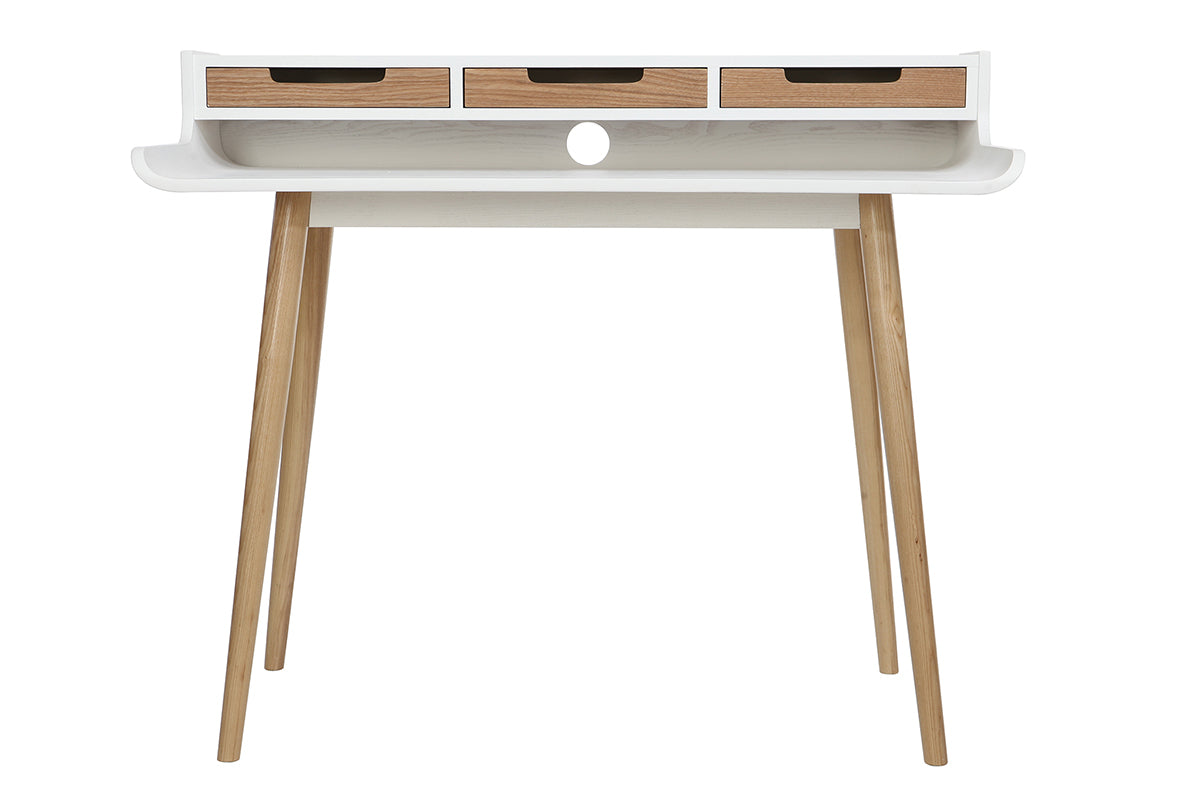 Bureau avec rangements scandinave bois clair et blanc