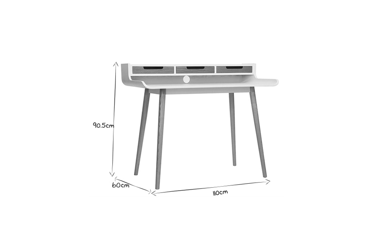 Bureau avec rangements scandinave bois clair et blanc
