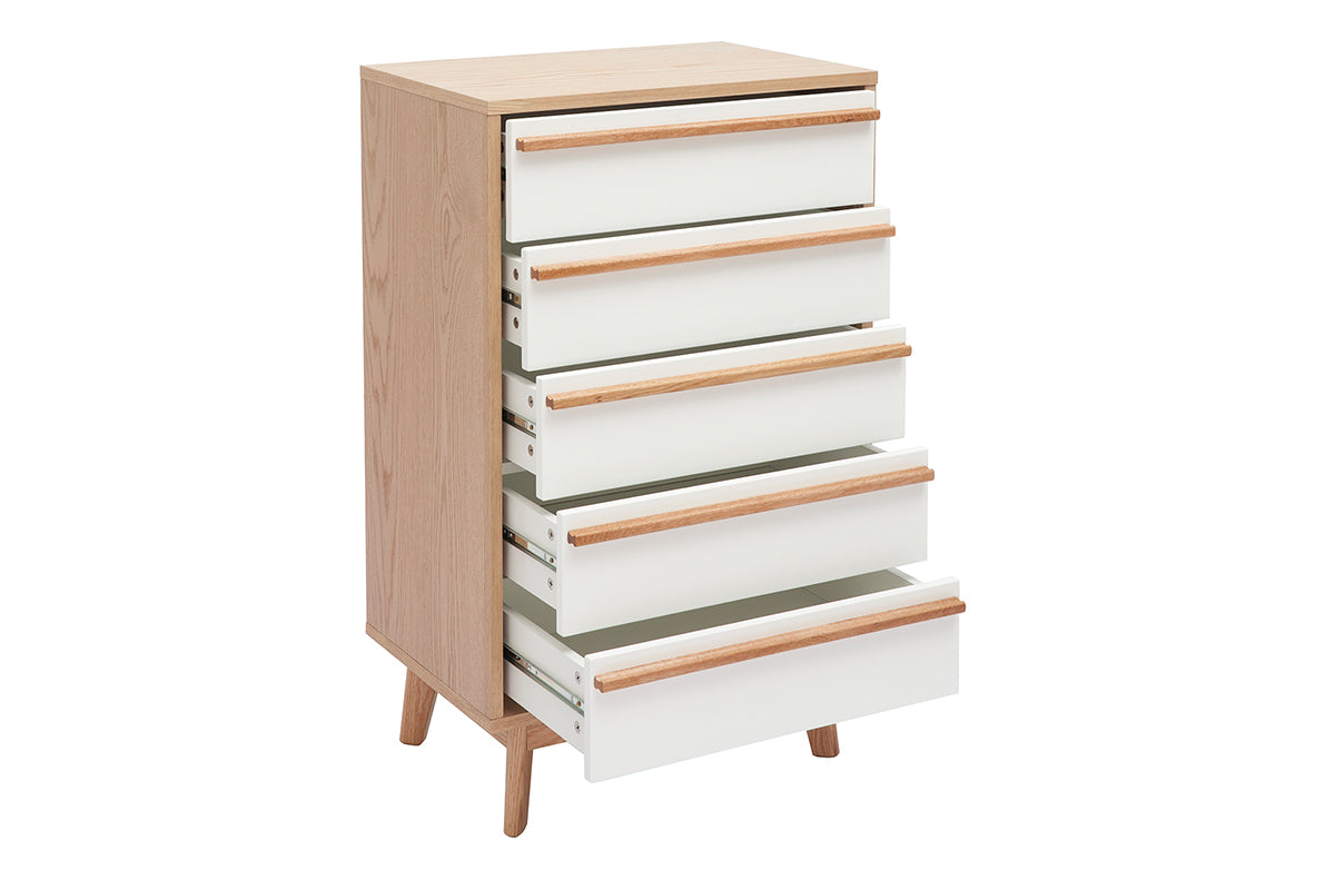 Commode chiffonnier - semainier scandinave 5 tiroirs