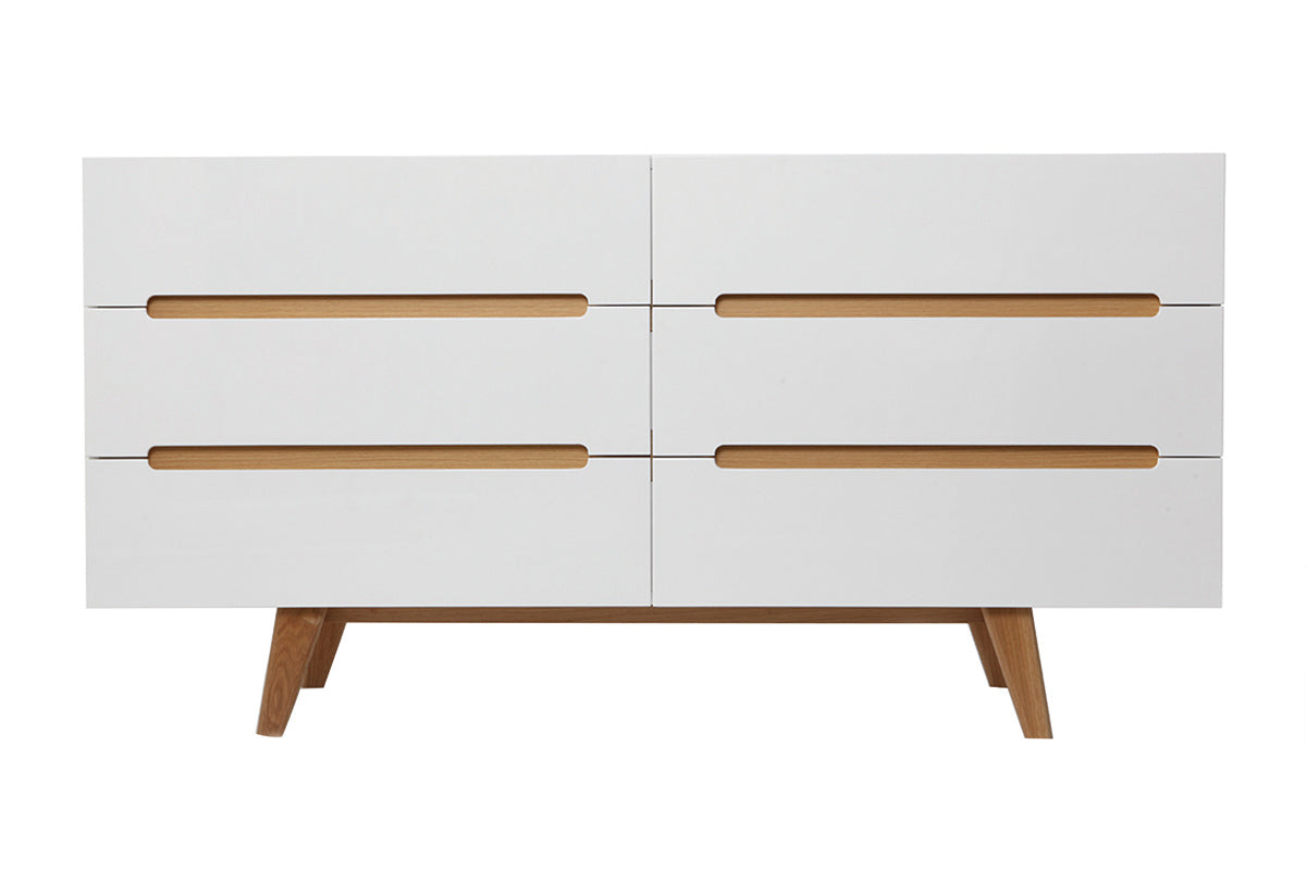 Commode scandinave finition blanc brillant laqu