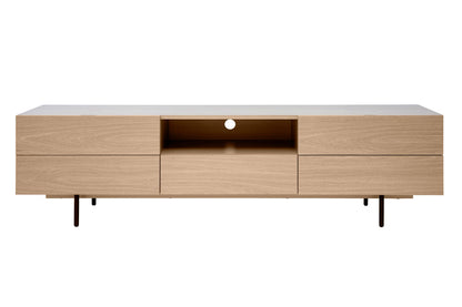 Meuble TV design avec rangements finition bois clair chêne