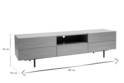 Meuble TV vintage finition bois foncé noyer et métal noir avec rangements