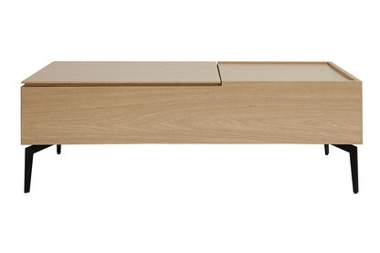 Table basse relevable rectangulaire bois clair finition chêne