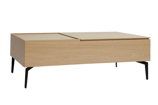 Table basse relevable rectangulaire bois clair finition chêne