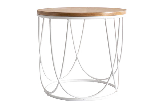 Table d'appoint ronde bois clair chêne