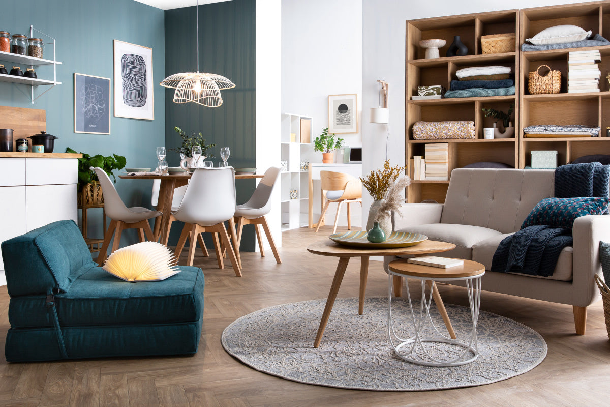 Table d'appoint ronde bois clair chêne
