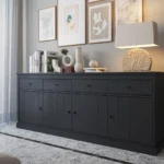 Buffet/bahut moderne 225 cm chêne noir Valeria