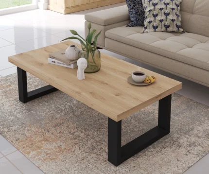 Table basse contemporaine rectangulaire chêne clair Valeria